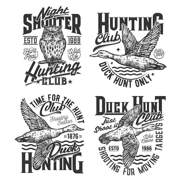 La maglietta dell'avventura di caccia stampa le etichette del club di cacciatori