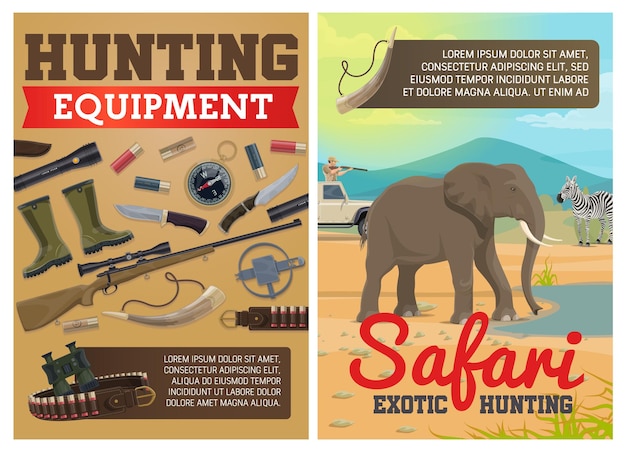 Vector hunting ammo african safari animals