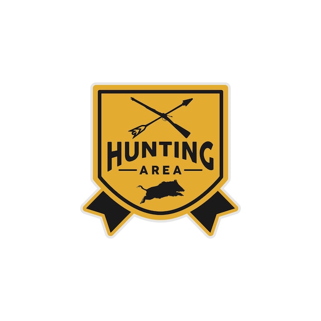 Hunting Area Badge with crossed Gun and Arrow