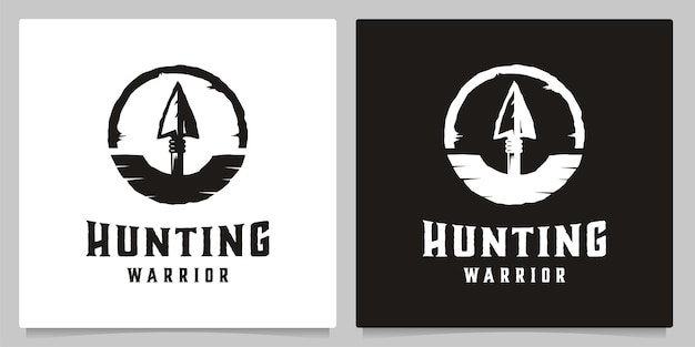 hunting arrow spear vintage badge logo design