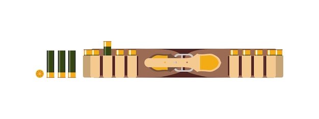 Hunting Bandolier Belt with Cartridges Isolated Icon in Flat Style Vector Illustration