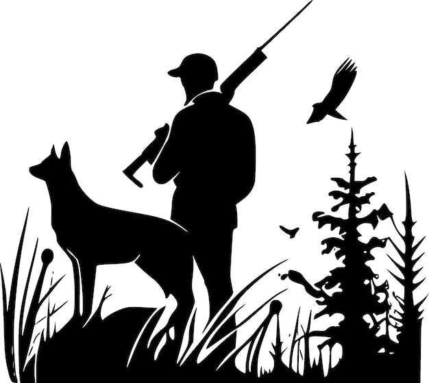 Vector hunting black and white isolated icon vector illustration