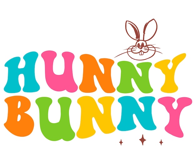 Hunting Bunny quote lettering with white background