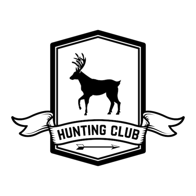 鹿のシルエットのハンティングクラブエンブレムテンプレートロゴラベルサインポスターバナーのデザイン要素ベクトルイラスト
