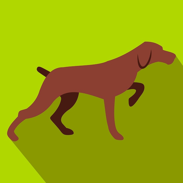 Vector hunting dog flat icon on a green background