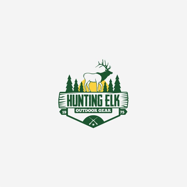 Vector hunting elk logo