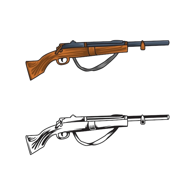 Hunting gun vector illustation and black and white design