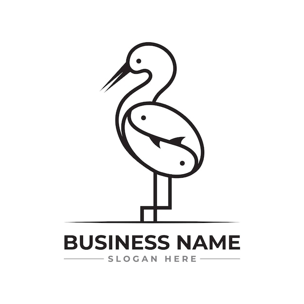 Hunting heron logo design. hunting egret logo design