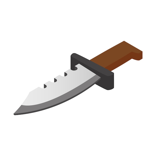 Hunting knife isometric 3d icon Military symbol isolated on a white