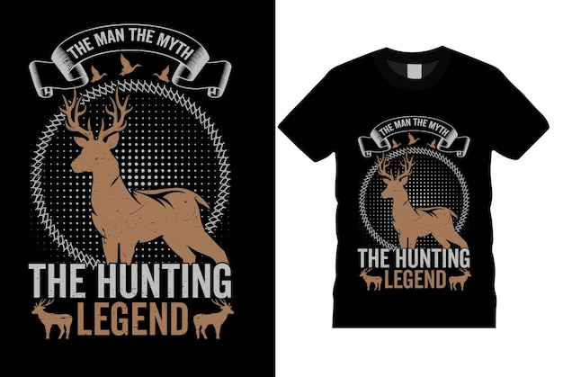 hunting legend trandyretrovintagegrungedeereye catching tshirt design vector tamplate