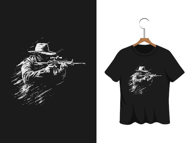 Vector hunting silhouette t shirt design artwork