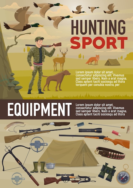 Hunting sport equipment and animals