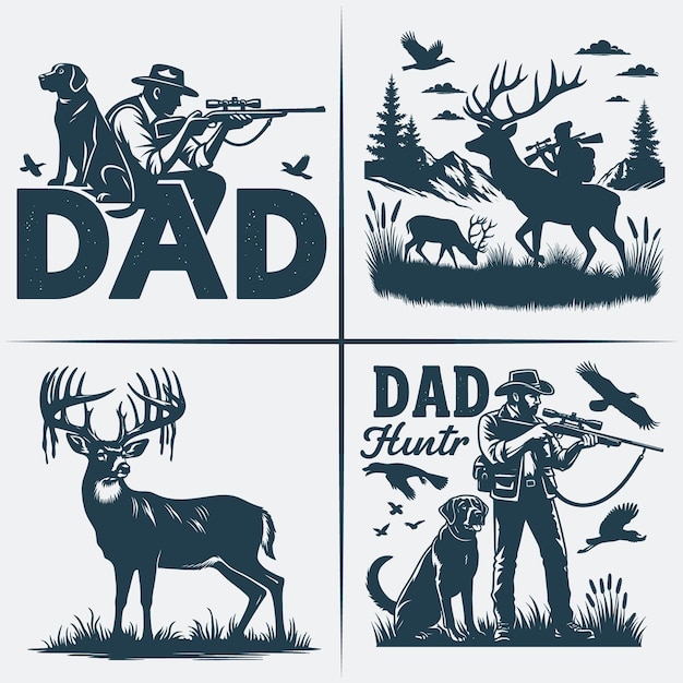 Vector hunting svg silhouette bundle vector silhouette of hunting best fathers day hunting gifts for dad