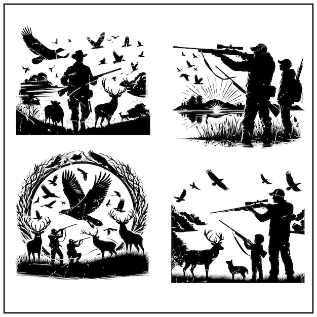 Hunting SVG Silhouette Bundle Vector silhouette of hunting Vector silhouette of hunting file 3