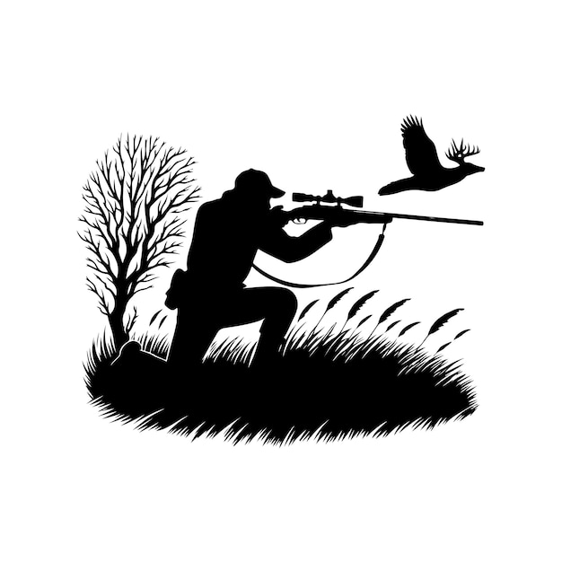Vettore vettore di caccia illustrazione vettoriale delle silhouette dell'uomo di caccia