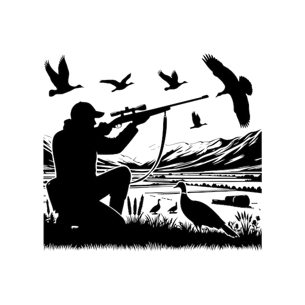 Hunting vector Hunting man silhouettes vector illustration