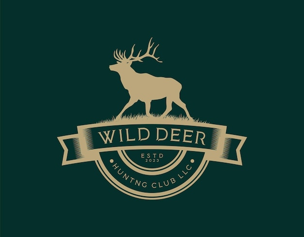 Hunting wild deer logo or icon sign symbol vector