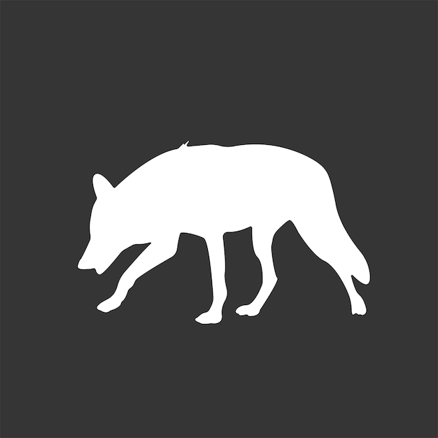 Вектор силуэта охотничьего волка. Шаблон логотипа волка. Значок волка. Животное дикой природы.