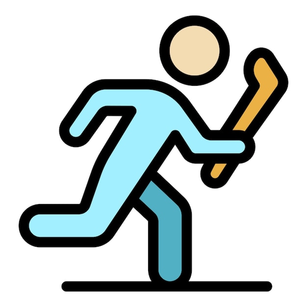 Hurling running player icon Outline hurling running player vector icon color flat isolated