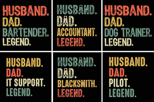Husband Dad Legend Tshirt Design Bundle Fathers Day Dad Papa Tshirt Design Bundle