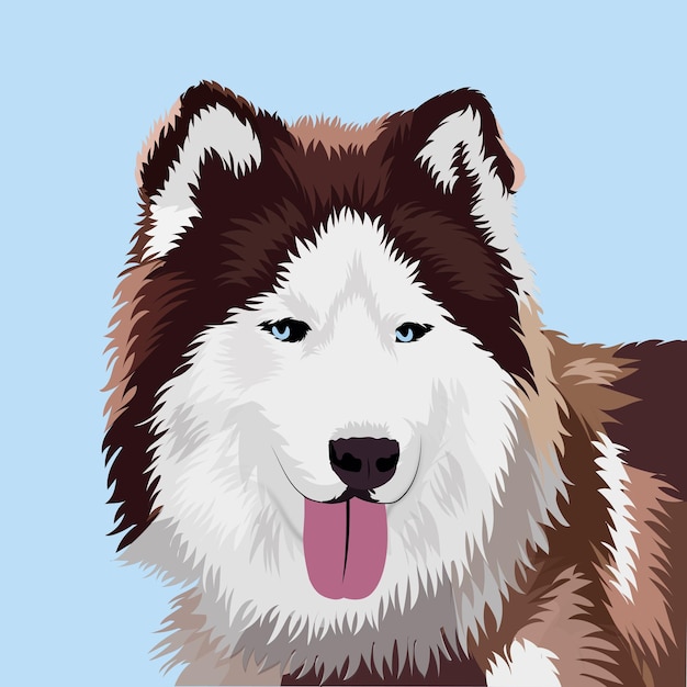 Vettore illustrazione del cane husky e arte vettoriale