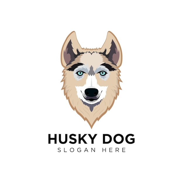 Vettore design del logo del cane husky