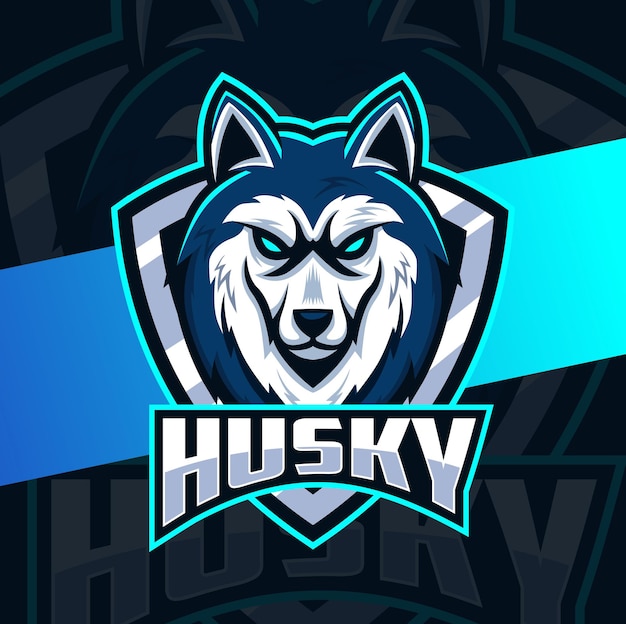 Design del logo esport della mascotte del cane husky per lo sport e il logo degli animali