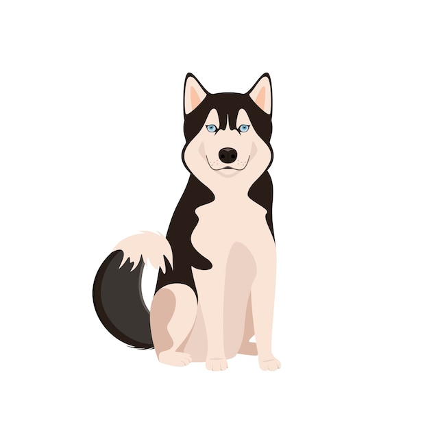 白い背景の上のハスキー犬漫画のデザイン