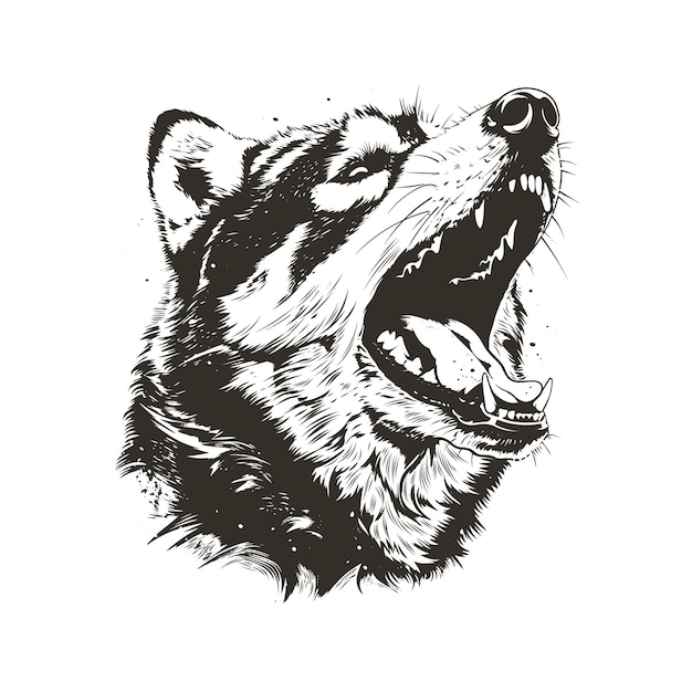 husky head monochrome grunge vector illustration