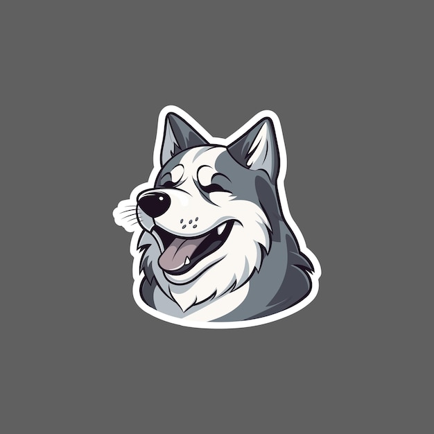 Husky lachende glurende hond sticker