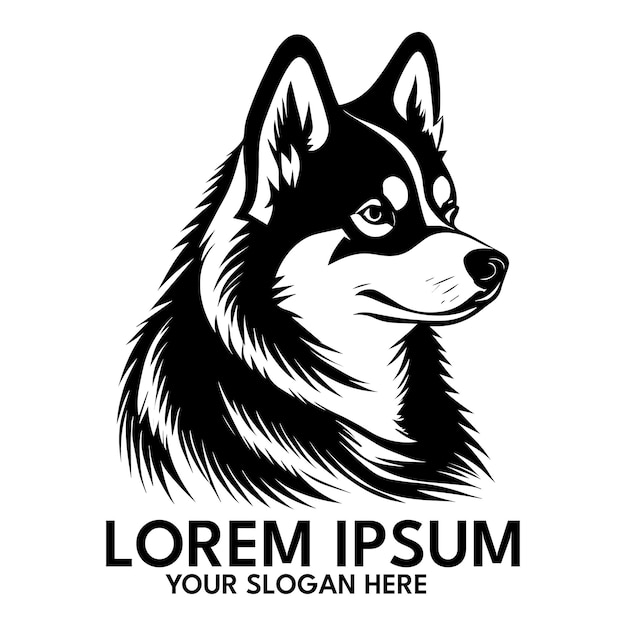 Vettore illustrazione di vettore di stile di logo di sagoma husky