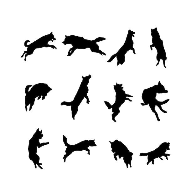 Husky springen silhouet illustratie