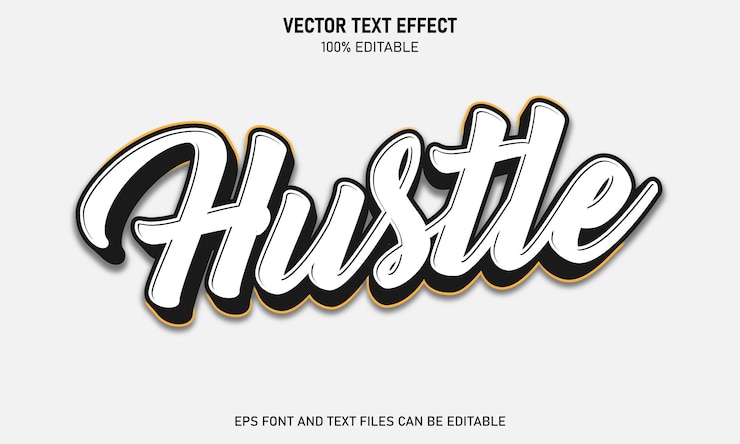 Vector hustle 3d editable text effect