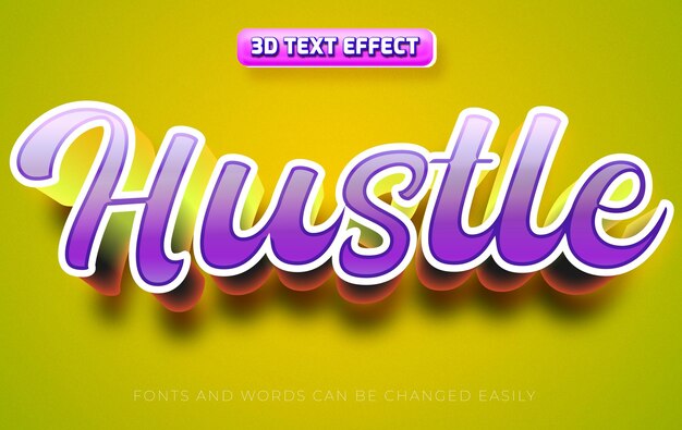 Hustle 동기 부여 3d 편집 가능한 텍스트 효과 스타일