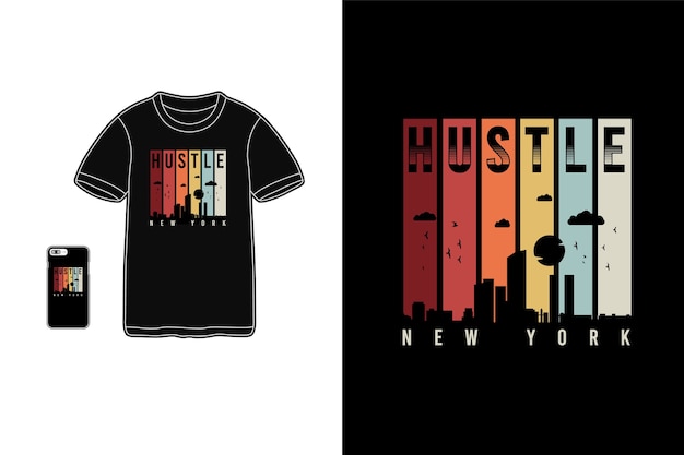 Hustle New York, 티셔츠 상품 Siluet Mockup 타이포그래피