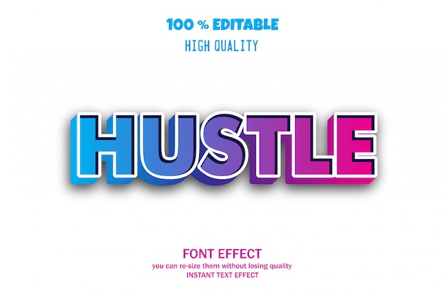 Hustle текст, редактируемый эффект шрифта