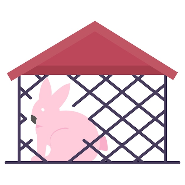 Hutch concept rabbit kennel vector design Pet and Vet Animal Shelter four legged friends