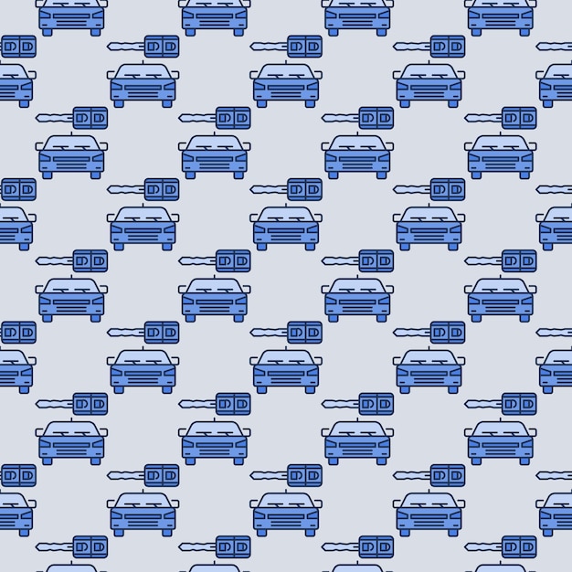 Huurauto vector voertuig huren blauwe naadloze patroon