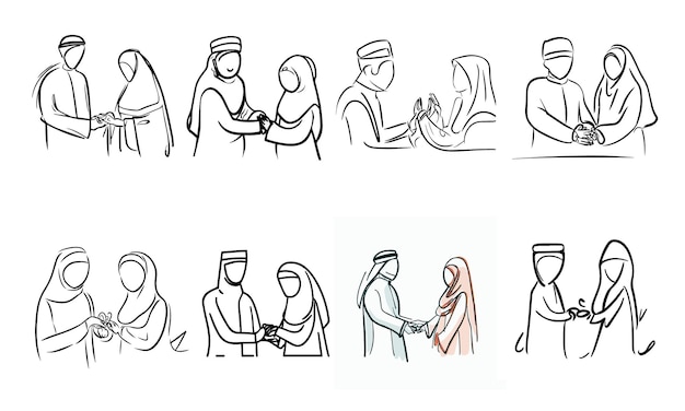 Huwelijk Islamitisch paar Handtekenen Vrije Vector
