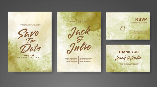 Huwelijksuitnodiging met abstracte aquarelachtergrond