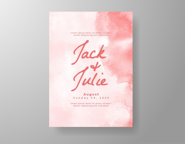 Huwelijksuitnodiging met abstracte aquarelachtergrond