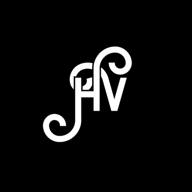 Вектор Логотип с буквами hv на черном фоне, концепция логотипа с творческими инициалами hv, дизайн букв hv, дизайн белых букв на черном фонде, логотип hv.