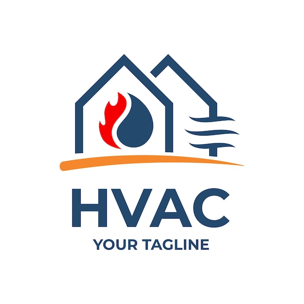 HVAC huis verwarming en airconditioning logo installatie