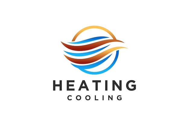 Vettore hvac logo design riscaldamento ventilazione e aria condizionata