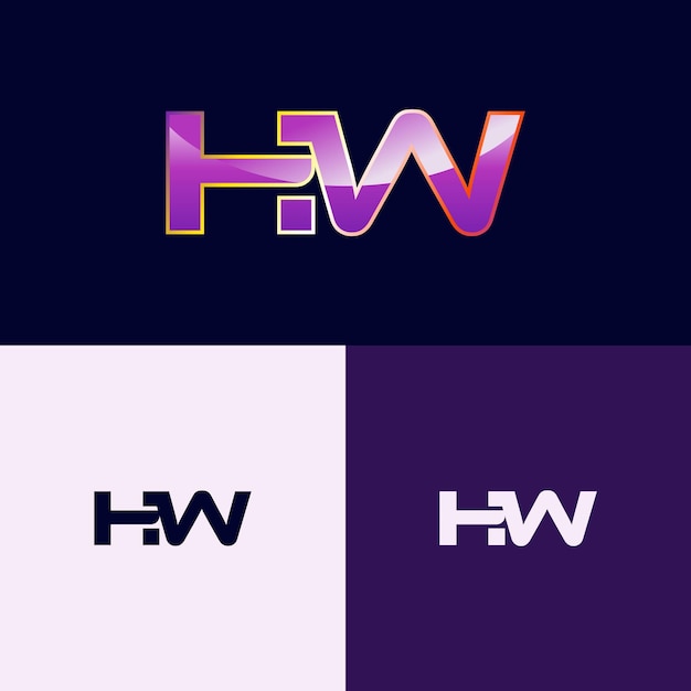 Начальный логотип HW с градиентным стилем для фирменного стиля