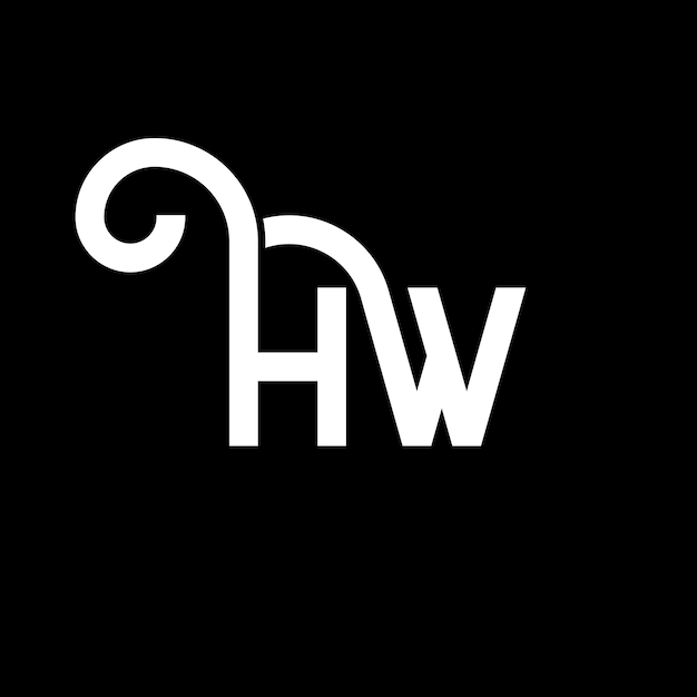 Vector hw letter logo design on black background hw creative initials letter logo concept hw letter design hw white letter design on black background h w h w logo