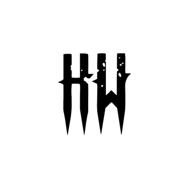 HWモノグラム ロゴデザイン 文字 テキスト 名前 シンボル 単色 ロゴタイプ アルファベット 文字 シンプル ロゴ
