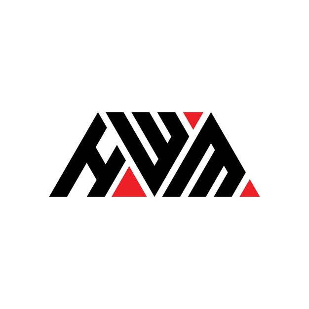 삼각형 모양의 HWM 삼각형 로고 디자인 모노그램 HWM 세각형 터 로고 템플릿 빨간색 HWM 사각형 로그 단순 우아하고 고급스러운 로고 HWM