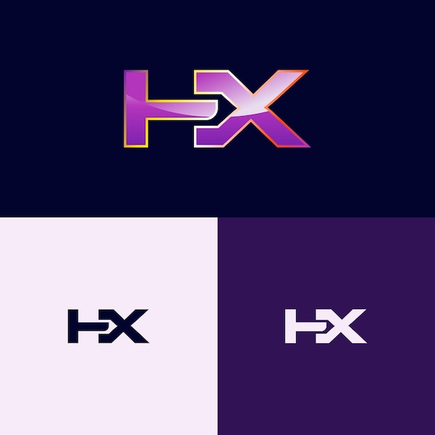 Vector hx initial logo with gradient style for brand identity