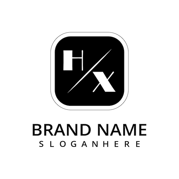 Vettore logo iniziale monogramma hx con dsign in stile rettangolare